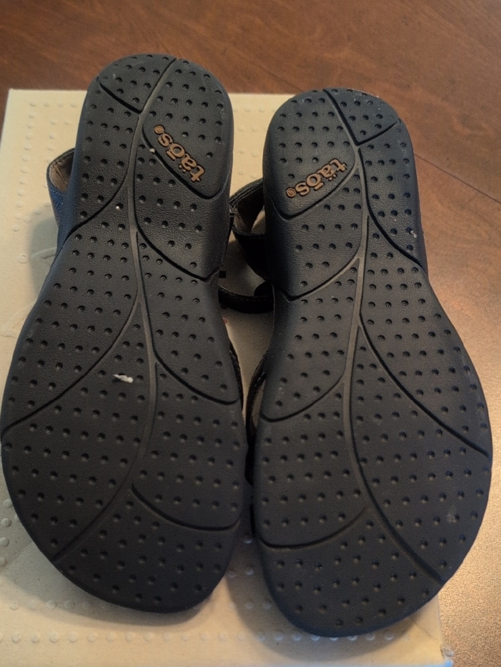 Taos Footwear Black Leather Strappy Sandals - Picture 2 of 2